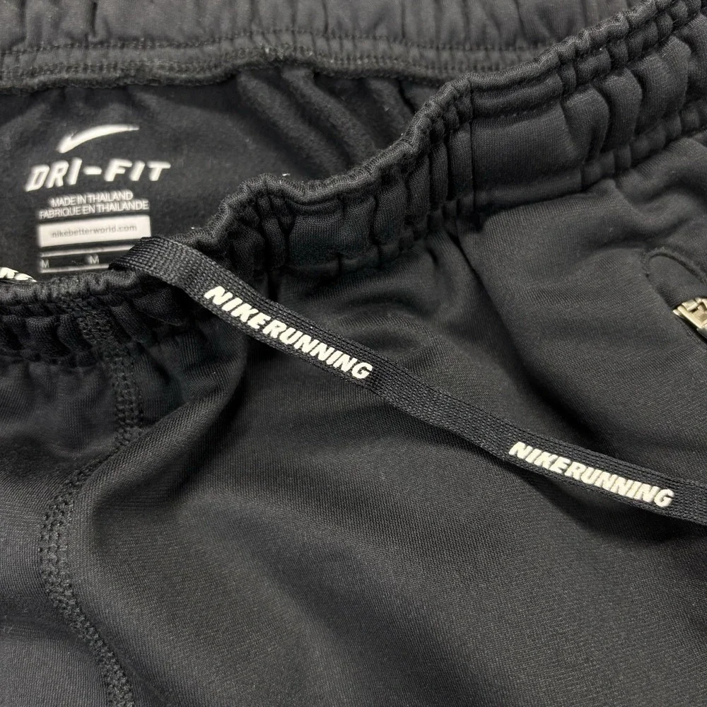 Nike Running club fleece Joggers Mens M Dri-Fit black Ankle Zip Reflective‎